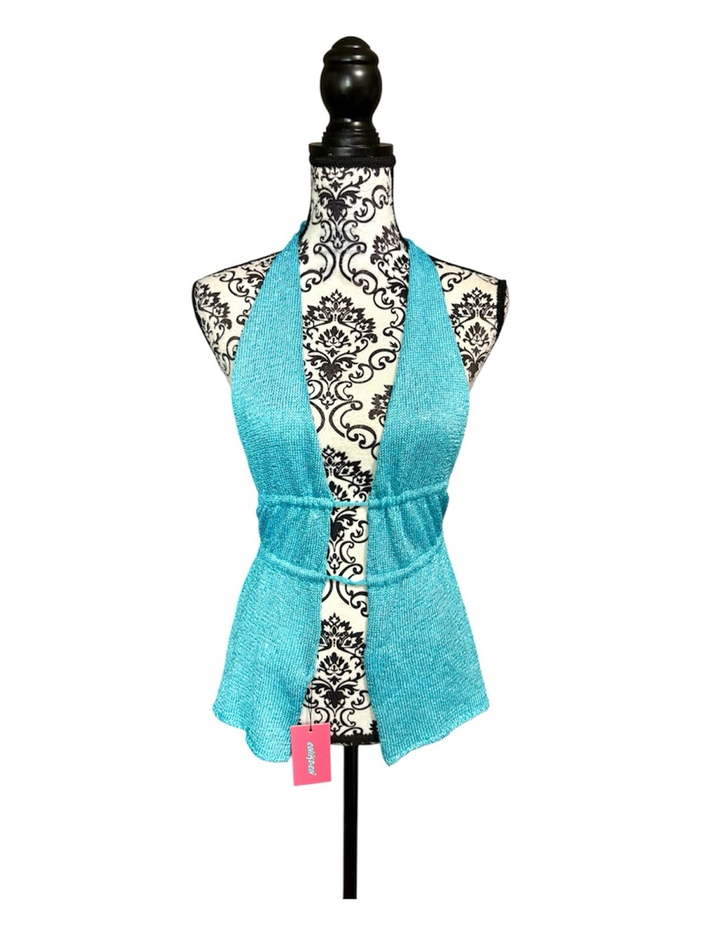 EDIKTED Sequin Split Front Knit Halter Top